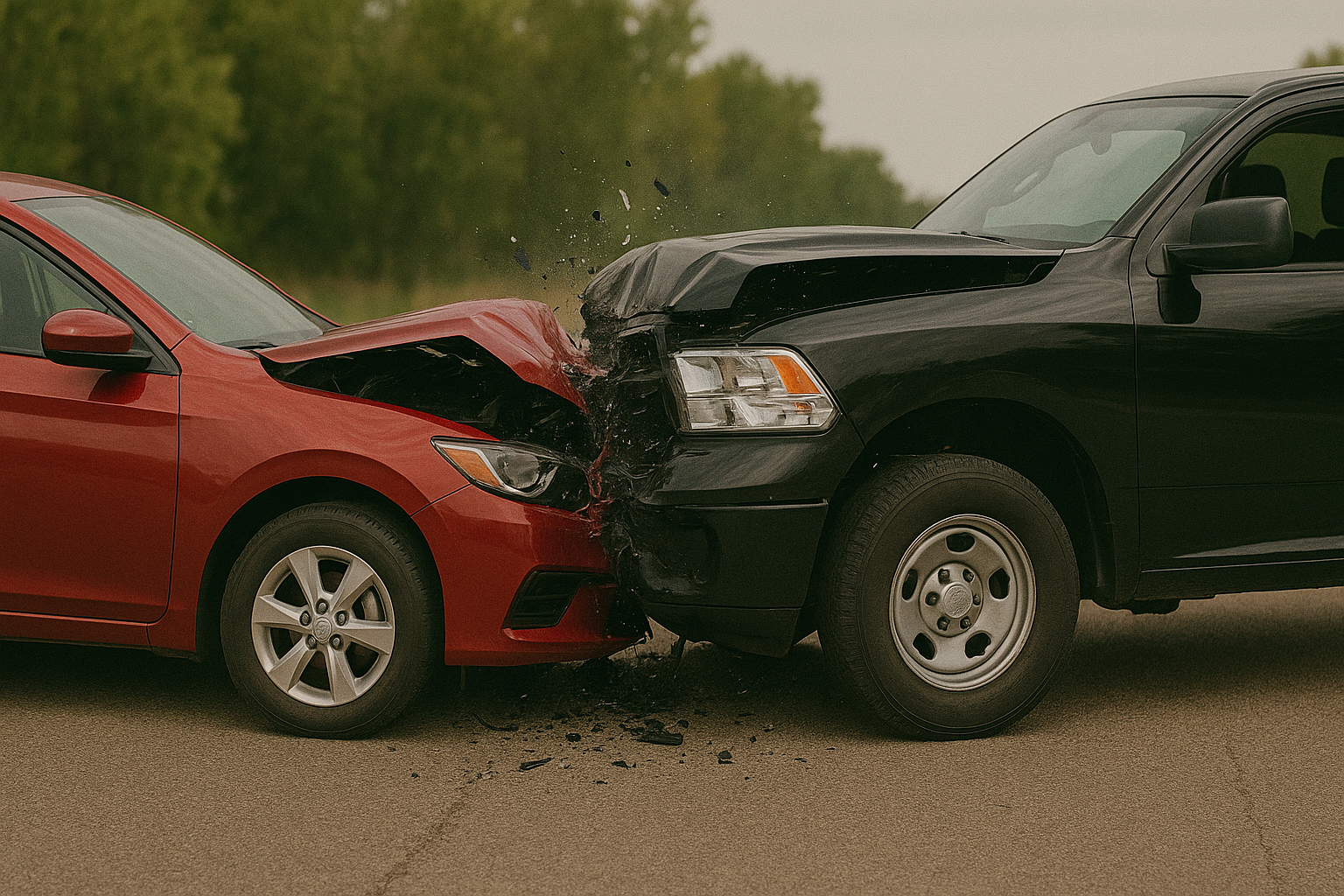 Vehicle Collision on Asphalt Road